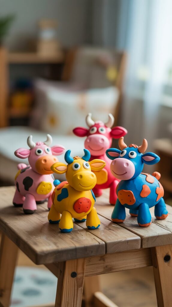 Clay Cow Sculptures