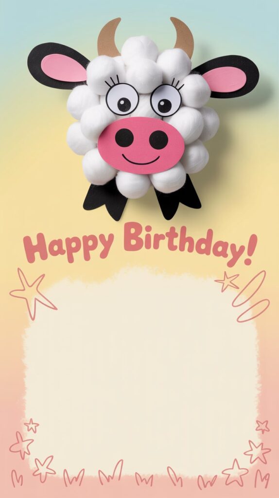 Cotton Ball Cow Craft