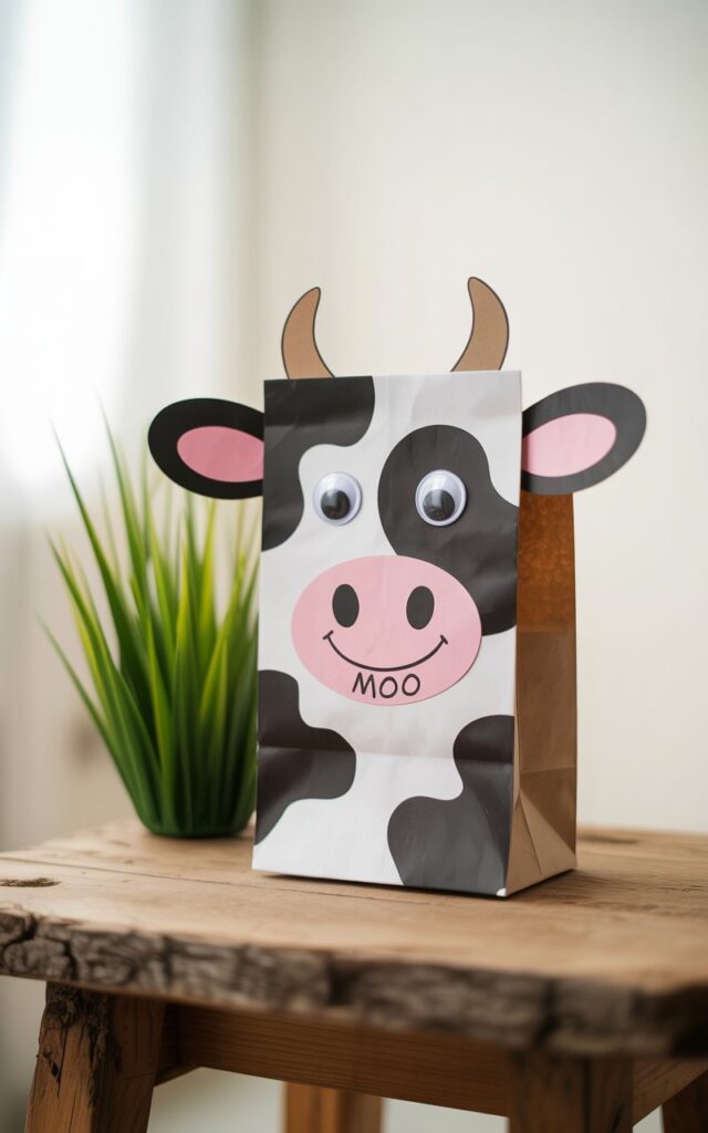 Cow Paper Bag Puppet