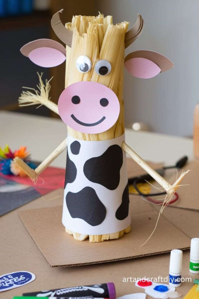Cow Straw Puppets