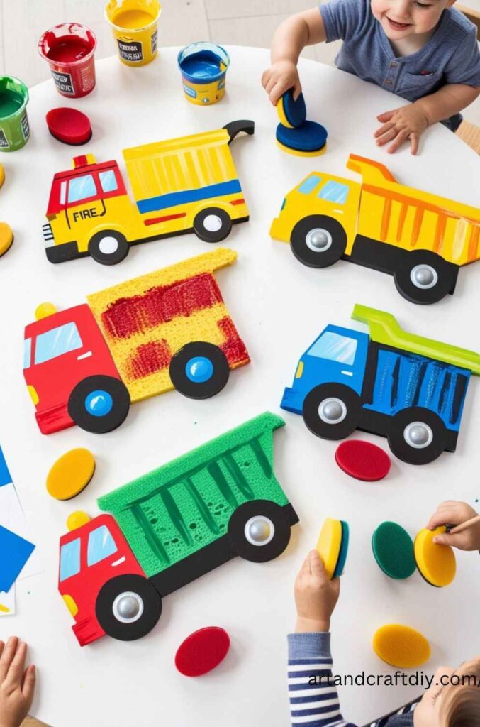 Sponge Paint Trucks