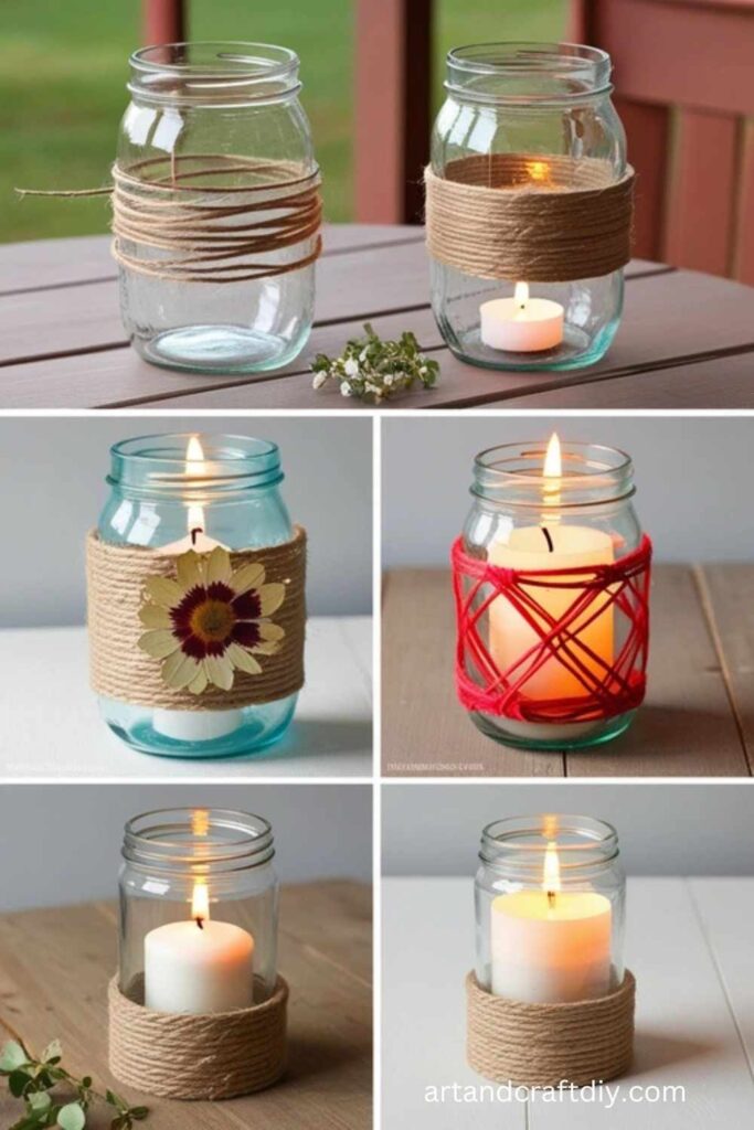 Candle Holders from Recycled Glass Jars