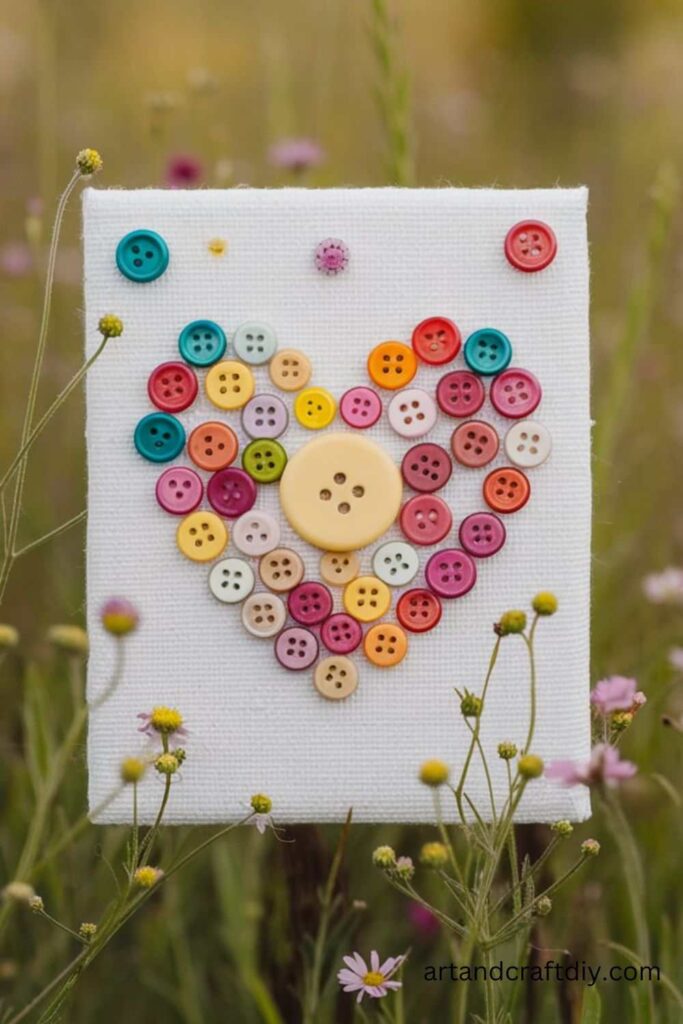 Colorful Button Heart Art