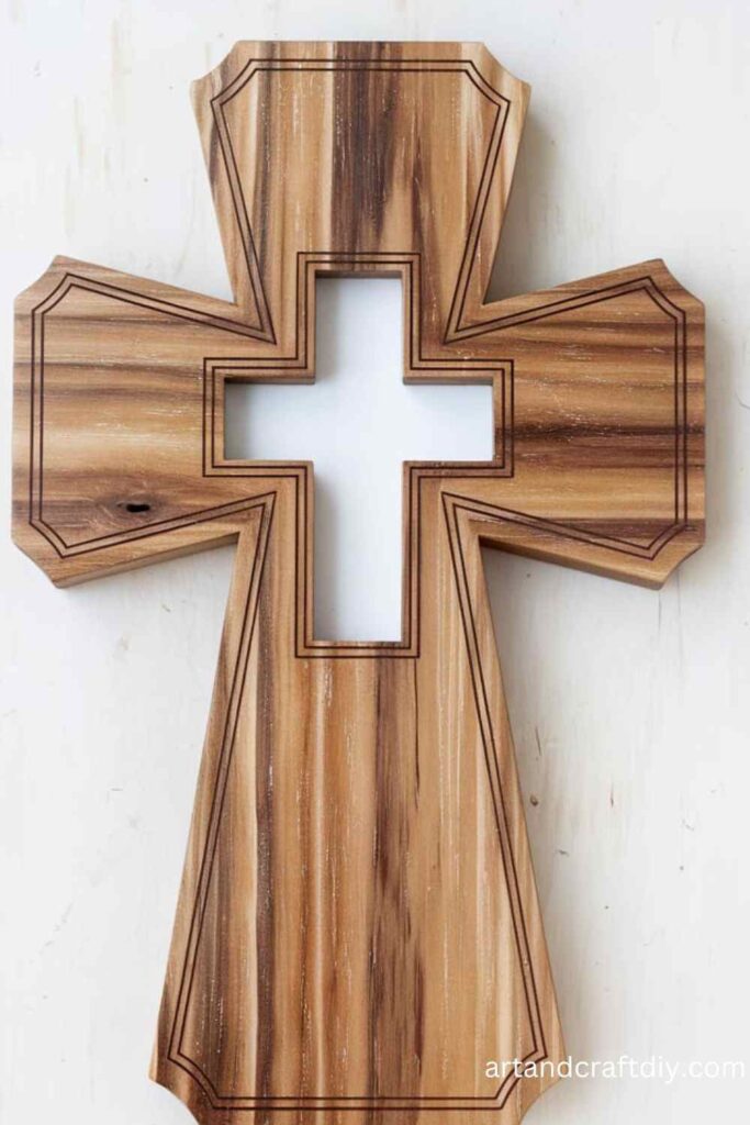 Cross-Shaped Wooden Photo Frame