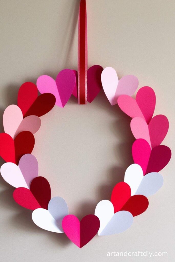 Cute DIY Paper Heart Wreath