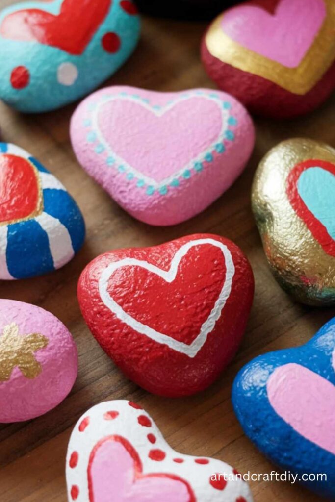 DIY Hand-Painted Heart Rocks