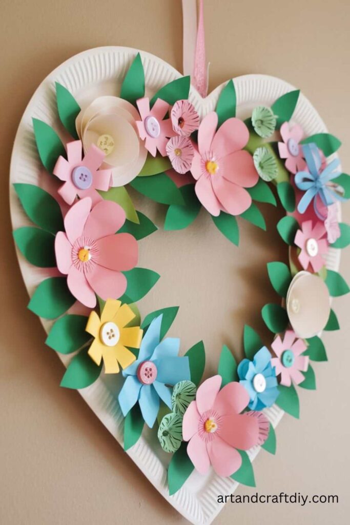 DIY Paper Plate Heart Wreath