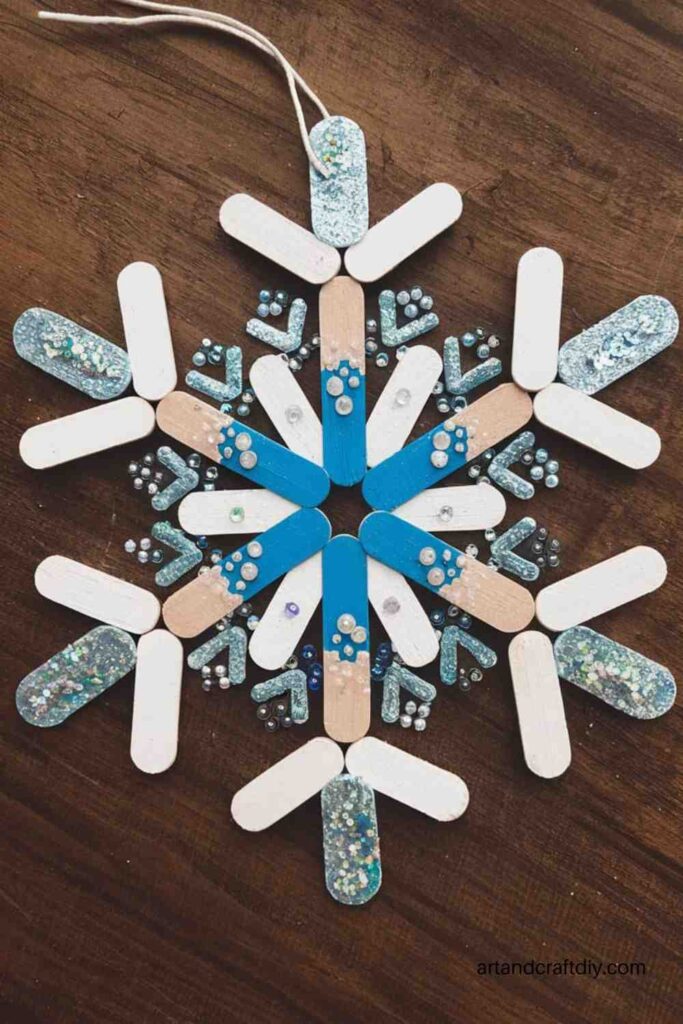 DIY Popsicle Stick Snowflakes