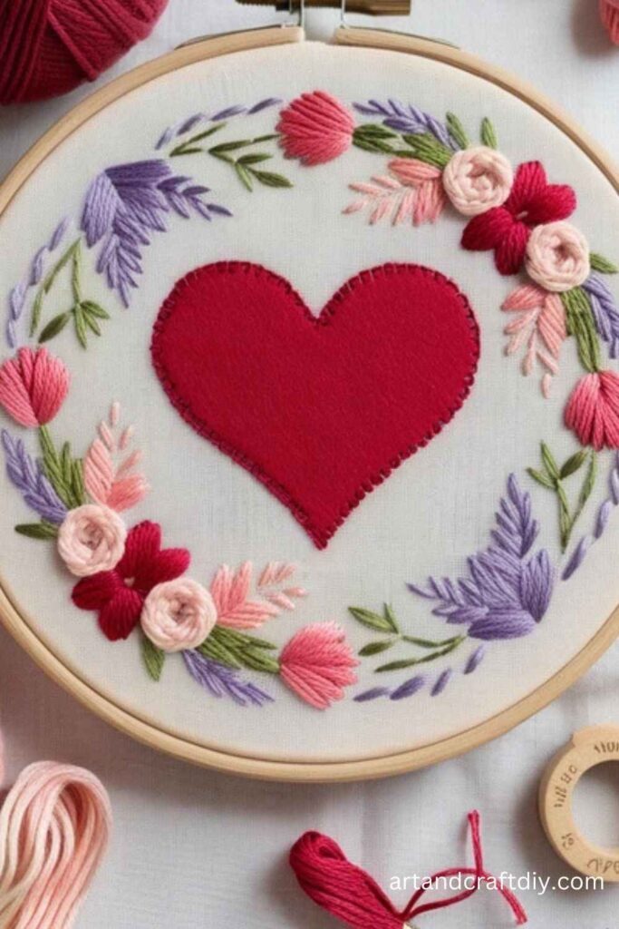 Embroidered Heart Wall Art