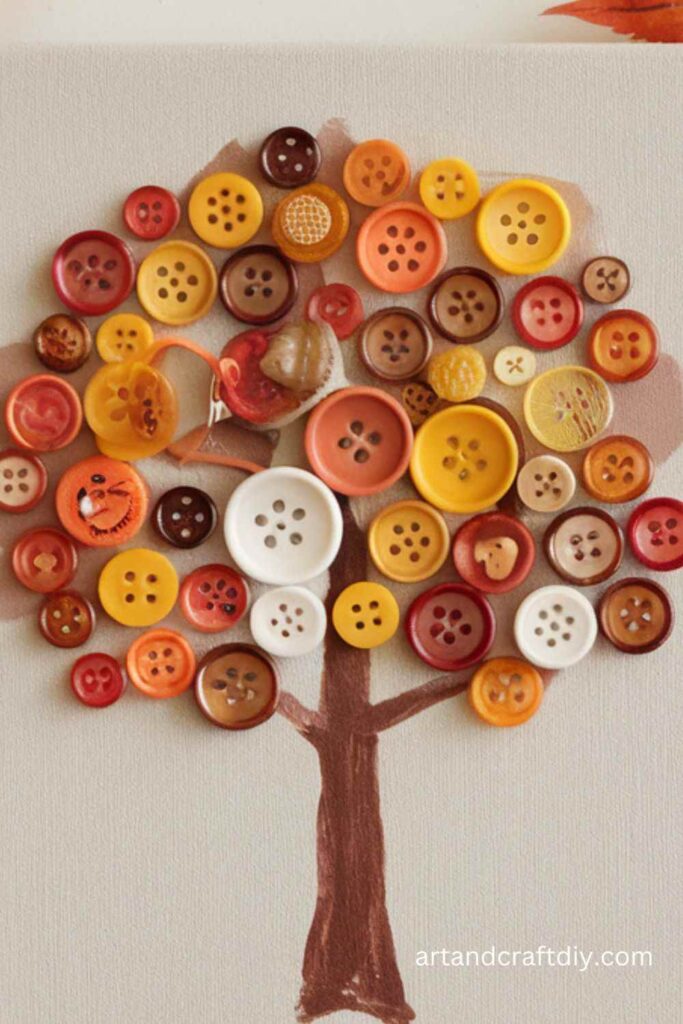 Fall Button Tree Canvas