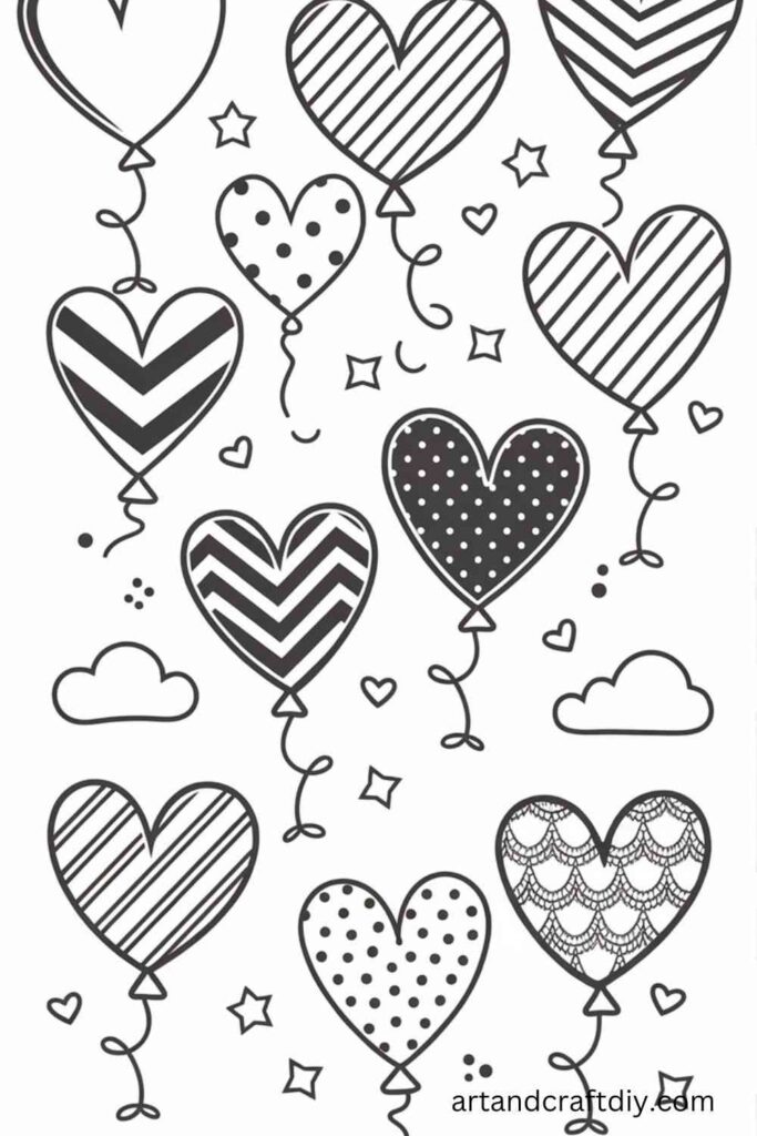Heart Balloon Stamps Template