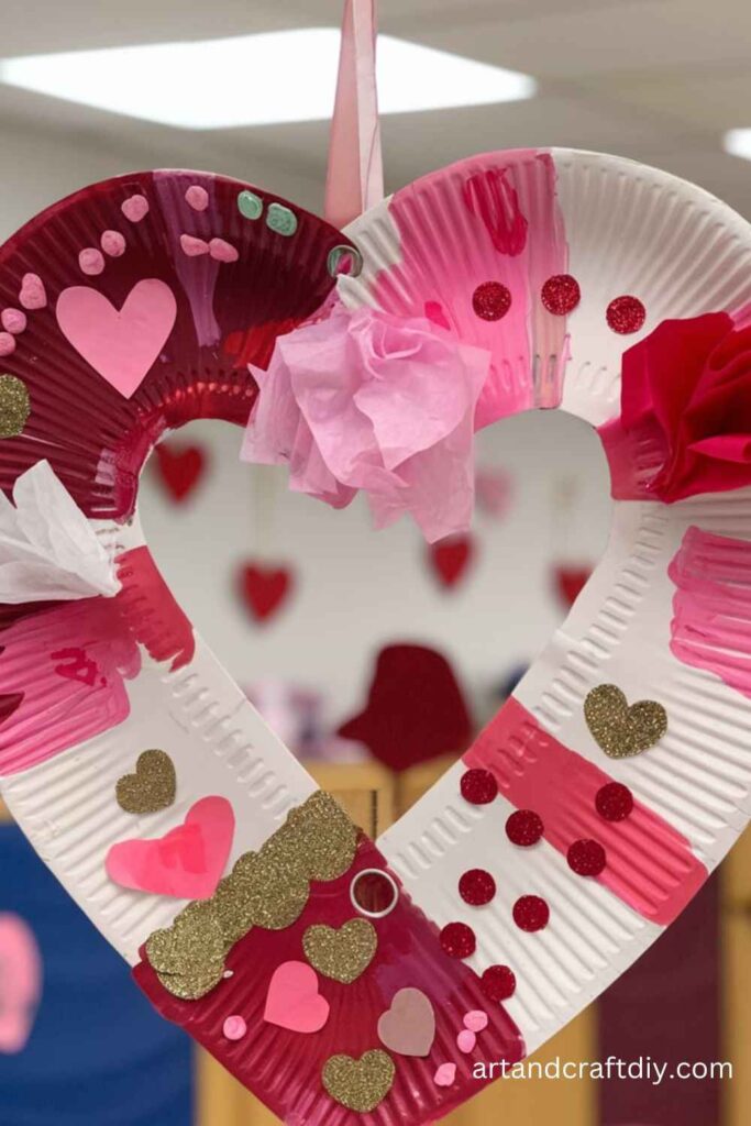 Heart-Shaped Paper Plate Wreath