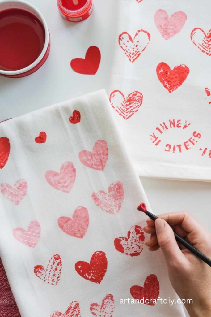 Heart Stamped Tea Towels