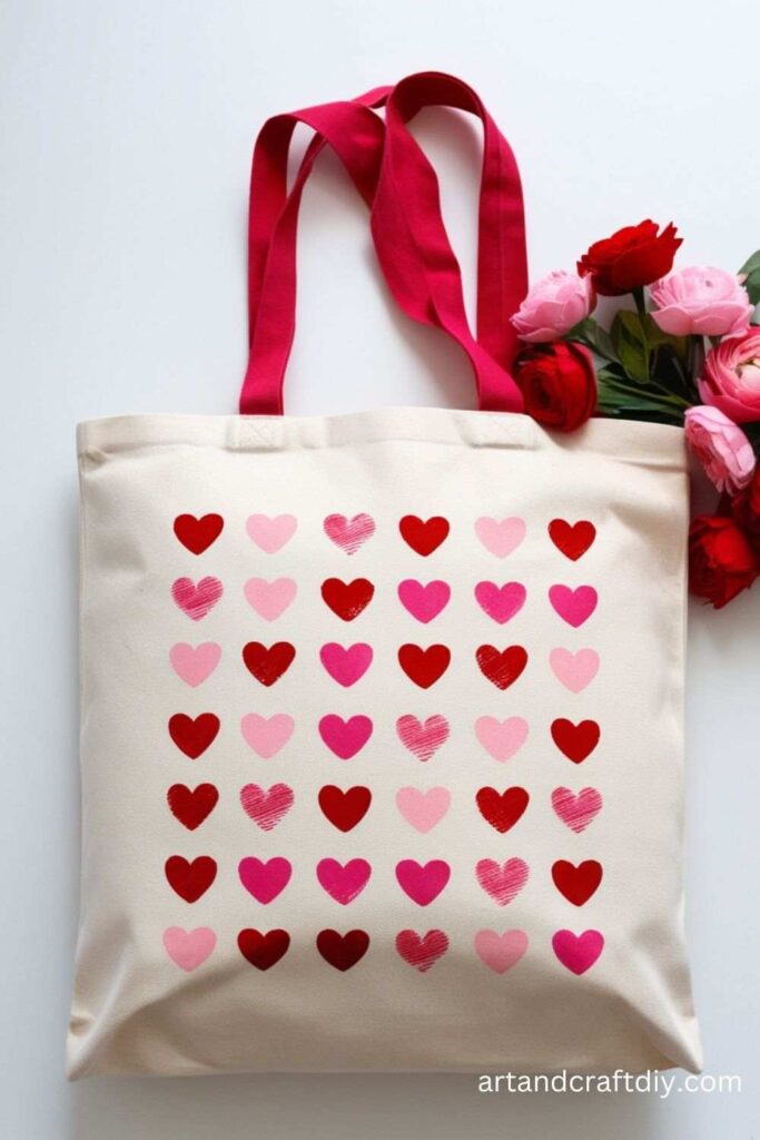 Heart-Stamped Tote Bag