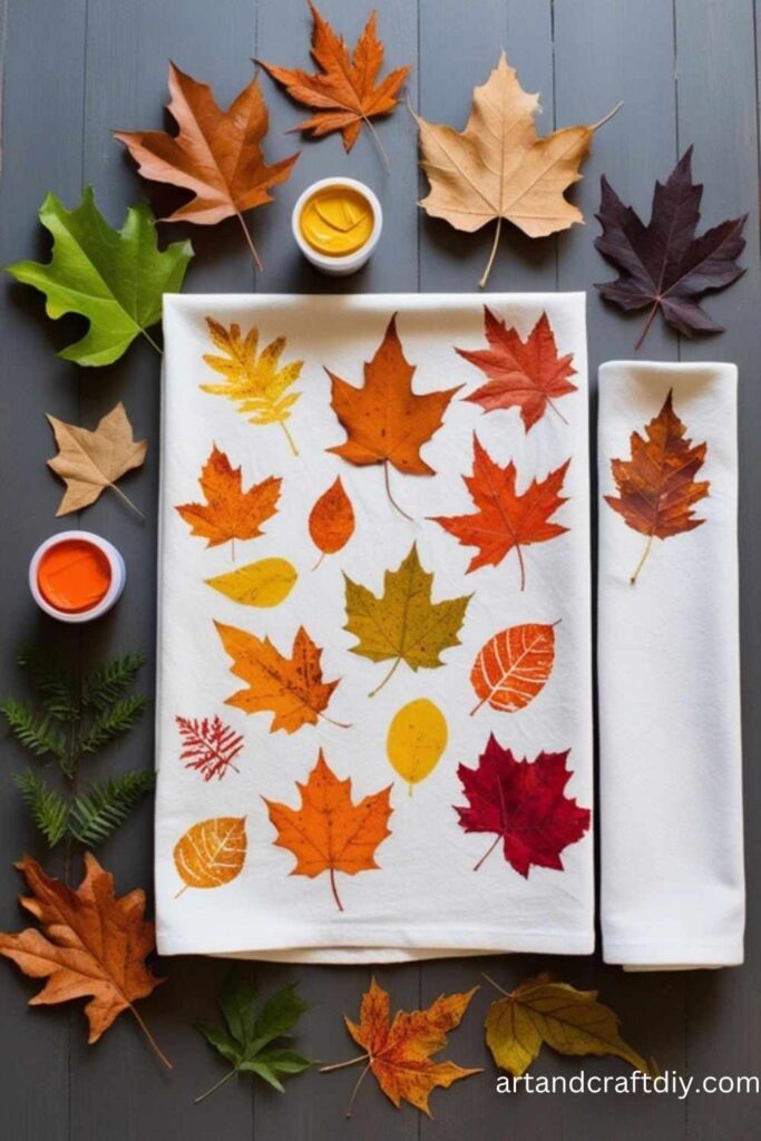 Leaf-Stamped Tea Towels