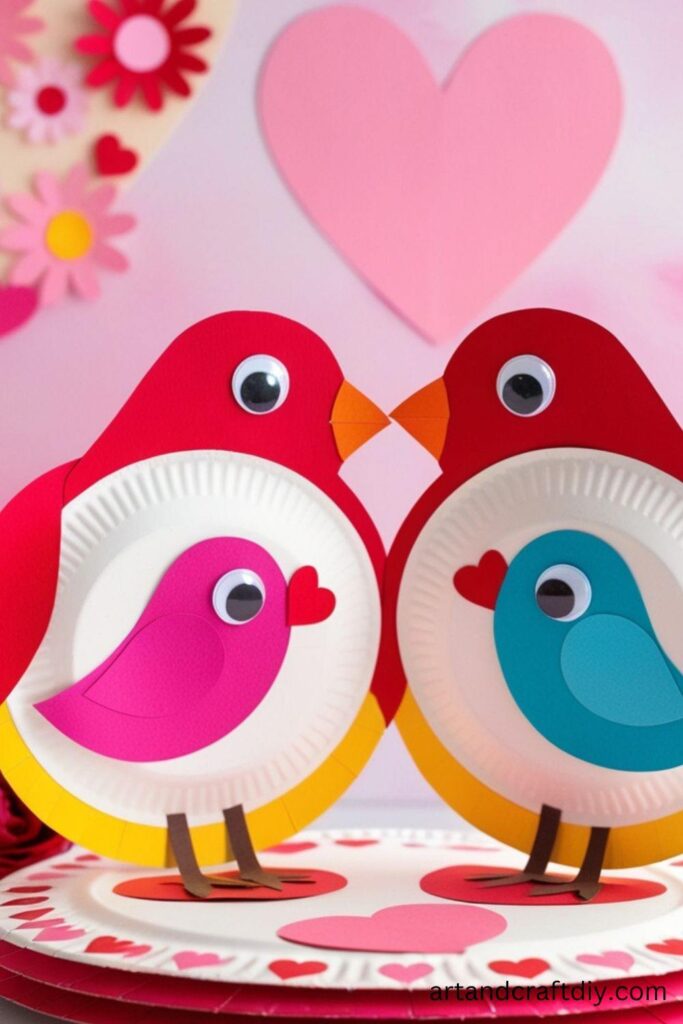 Paper Plate Love Birds