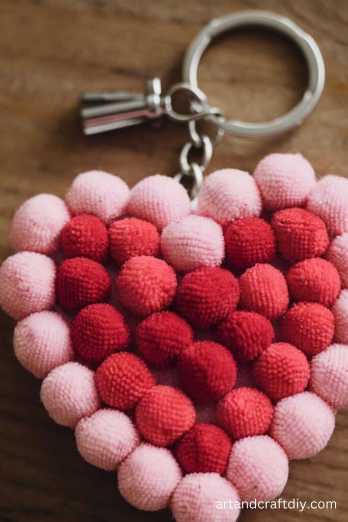 Pom-Pom Heart Keychains