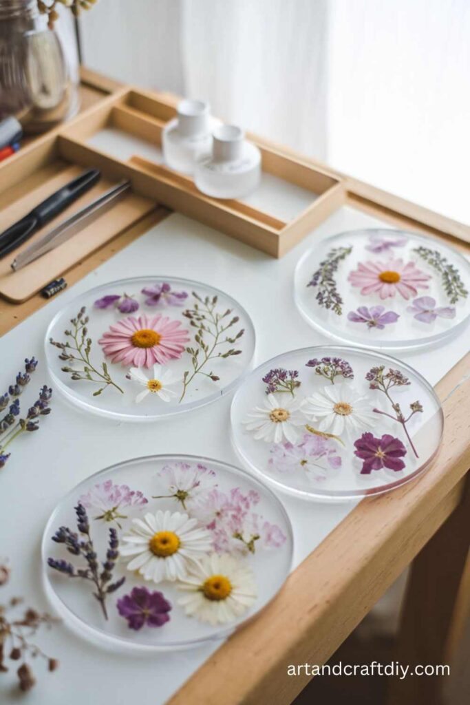 Pressed Flower Coasters