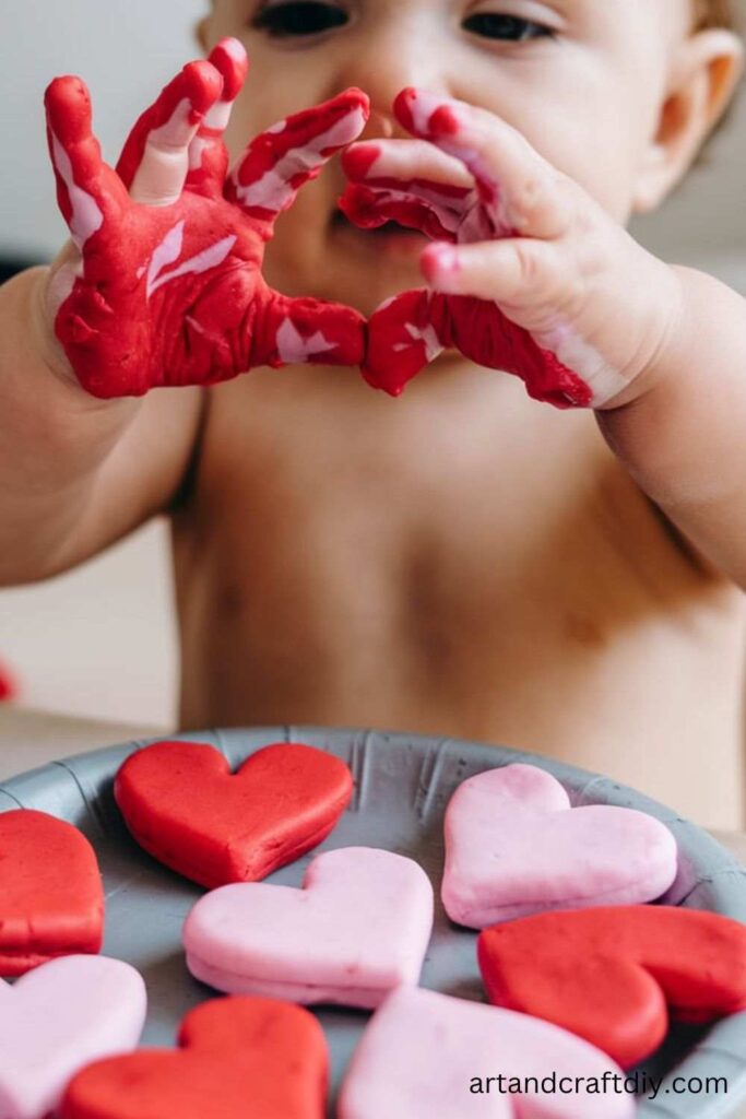 Red and Pink Play Dough Hearts