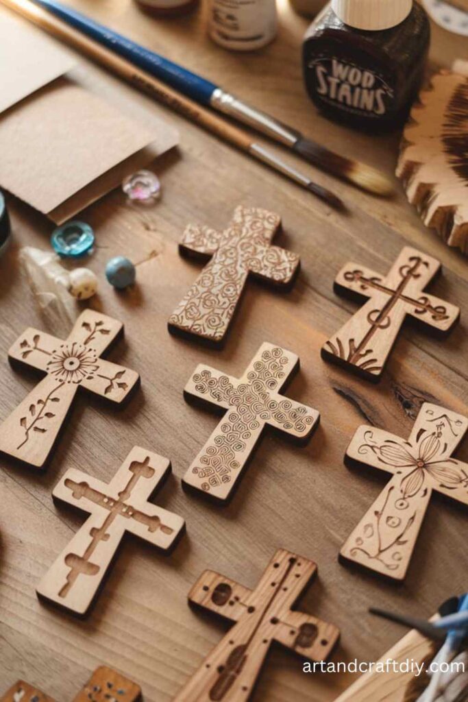 Wooden Cross Magnets