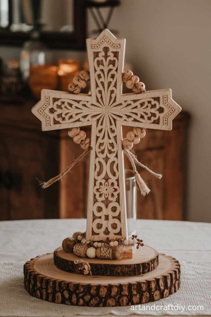 Wooden Cross Table Centerpiece