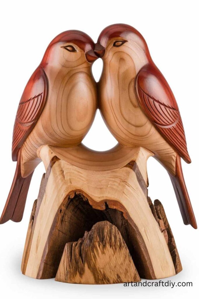 Wooden Love Birds