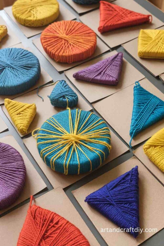Yarn-Wrapped Cardboard Shapes