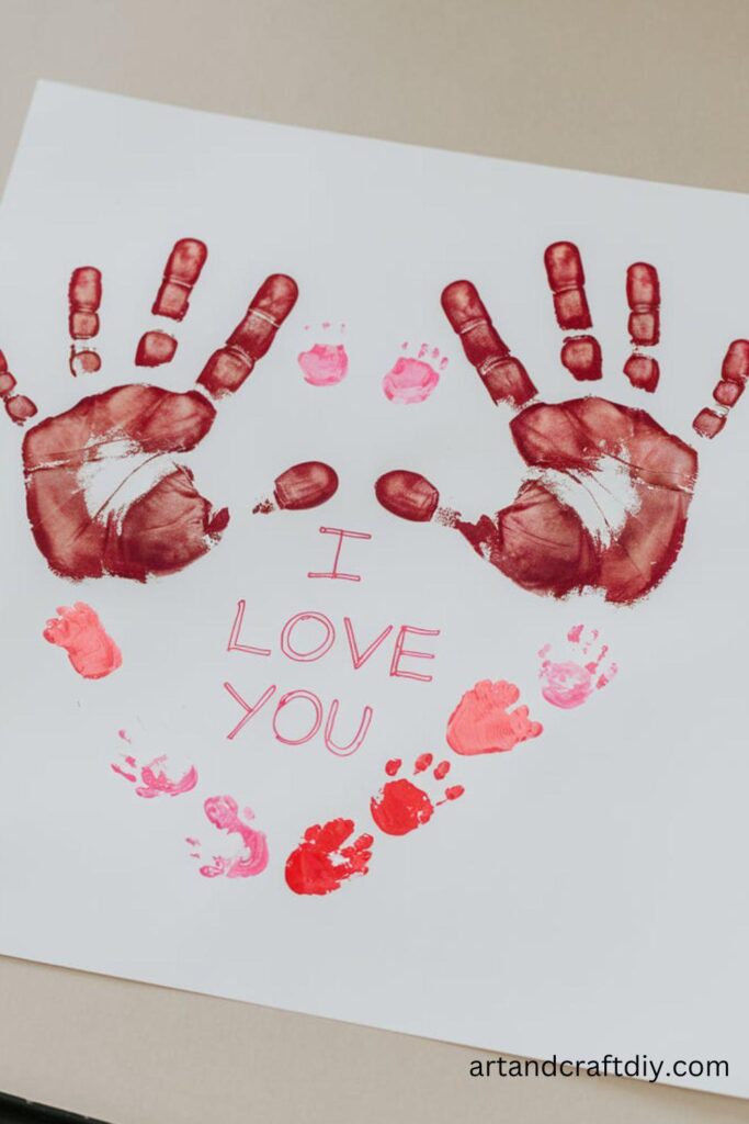 Cute Heart-Shaped Handprint Art