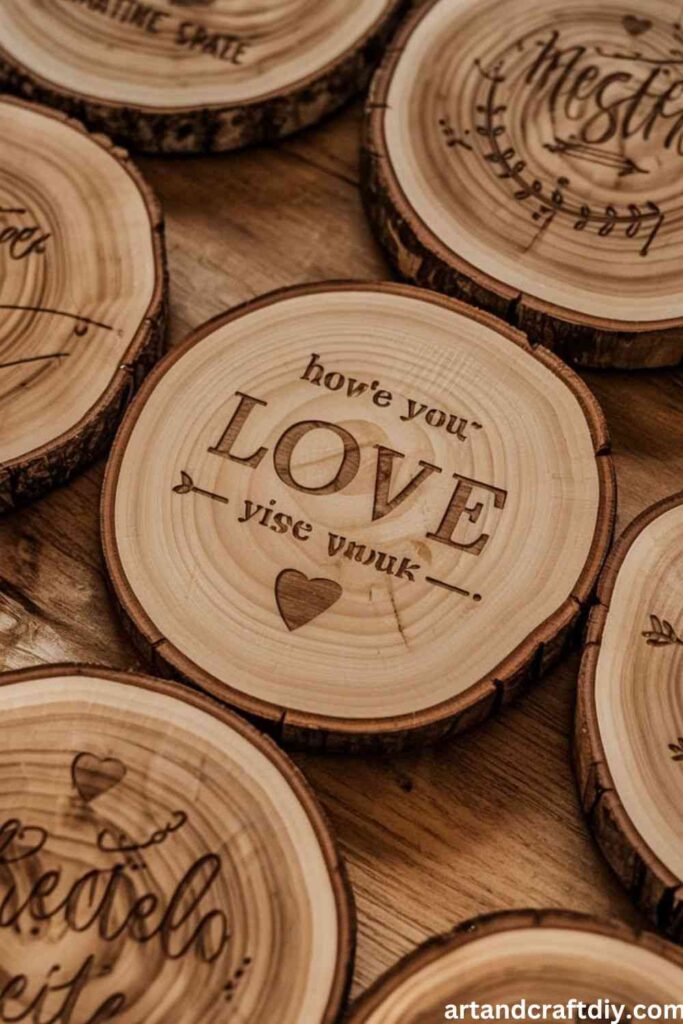 DIY  Love Wooden Coasters