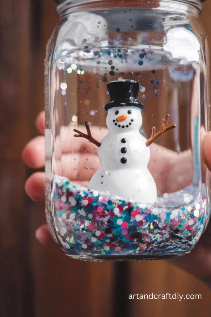 DIY Snow Globe Jars Art