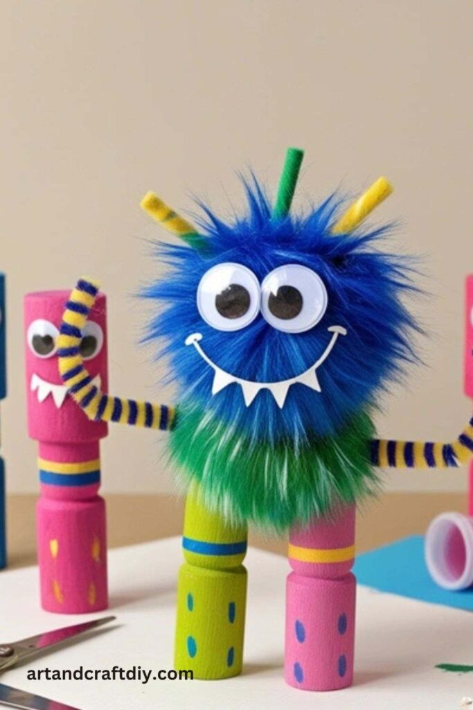 Fuzzy Hair Monster Pegs