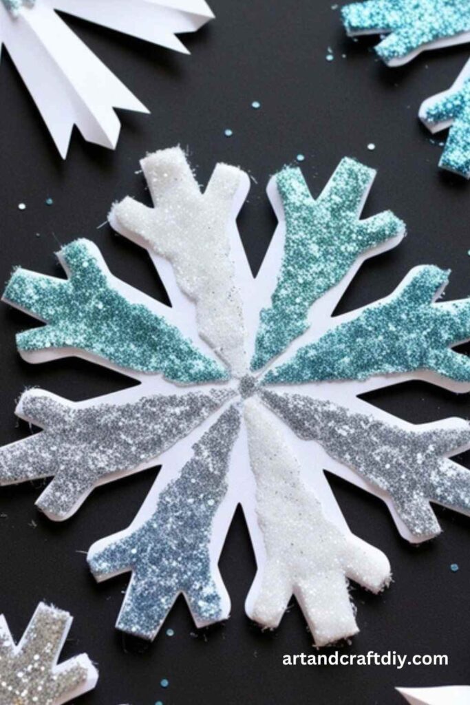 Glittered Torn Paper Snowflake