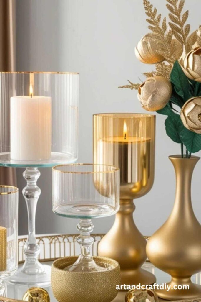  Gold & Glass Glam Centerpiece