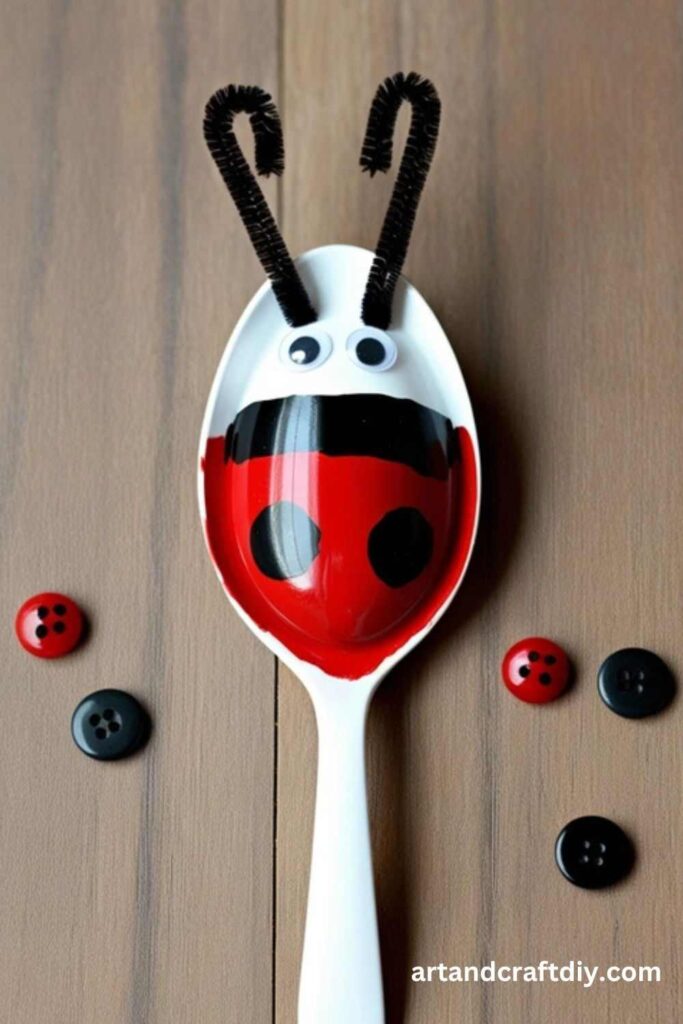 Ladybug Plastic Spoon Craft