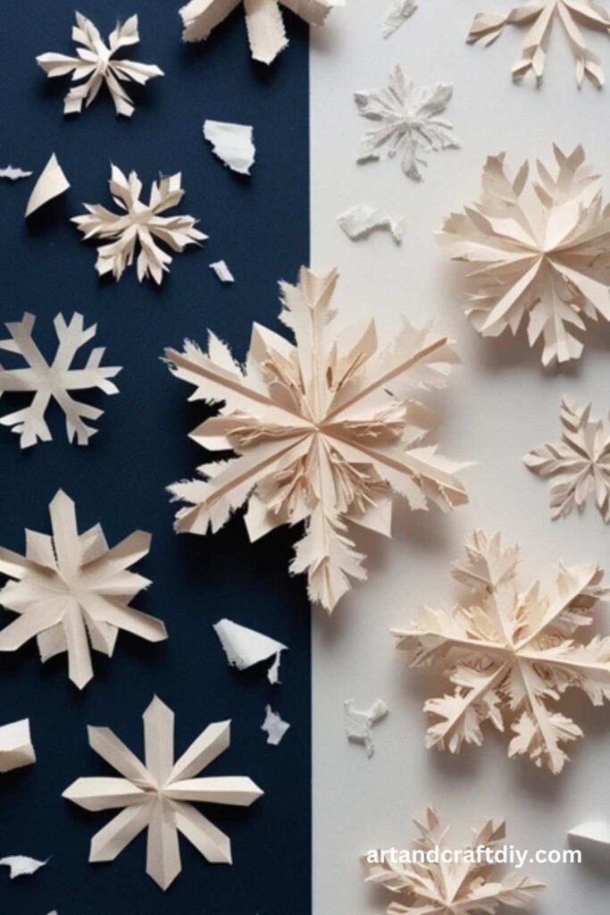 Miniature Torn Paper Snowflakes