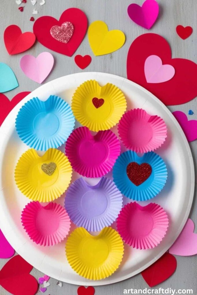 Paper Plate Cupcake Liner Hearts