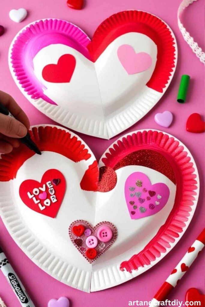 Paper Plate Love Heart Craft