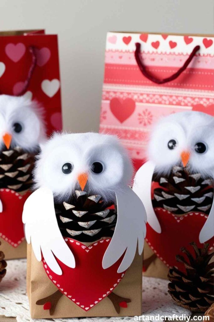 Pinecone Snowy Owls craft