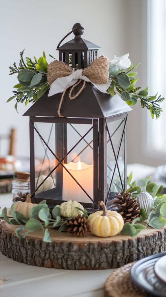 Rustic Farmhouse Lantern Centerpiece