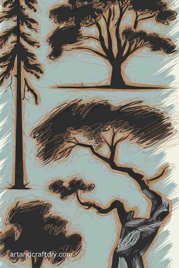 Scribble Tree Silhouettes