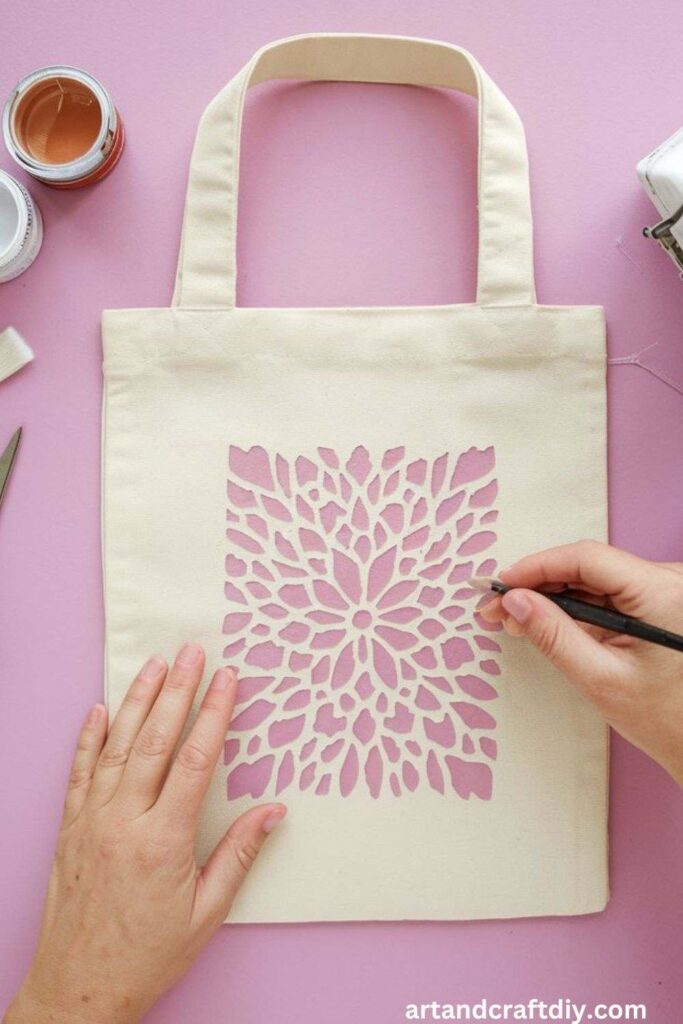 Stenciled Fabric Gift Bag