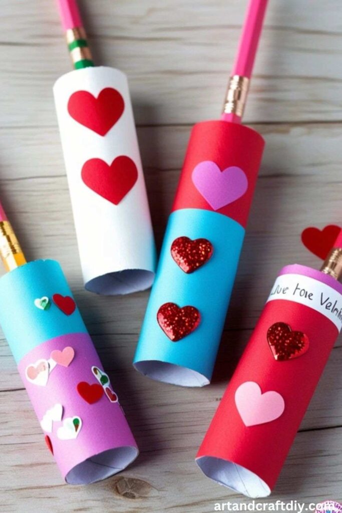 Toilet roll Valentine’s Day Pencils