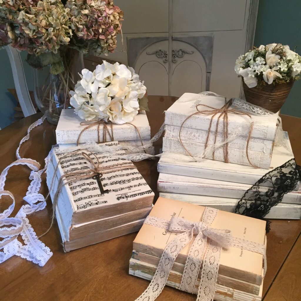 Vintage Book Stack Centerpiece