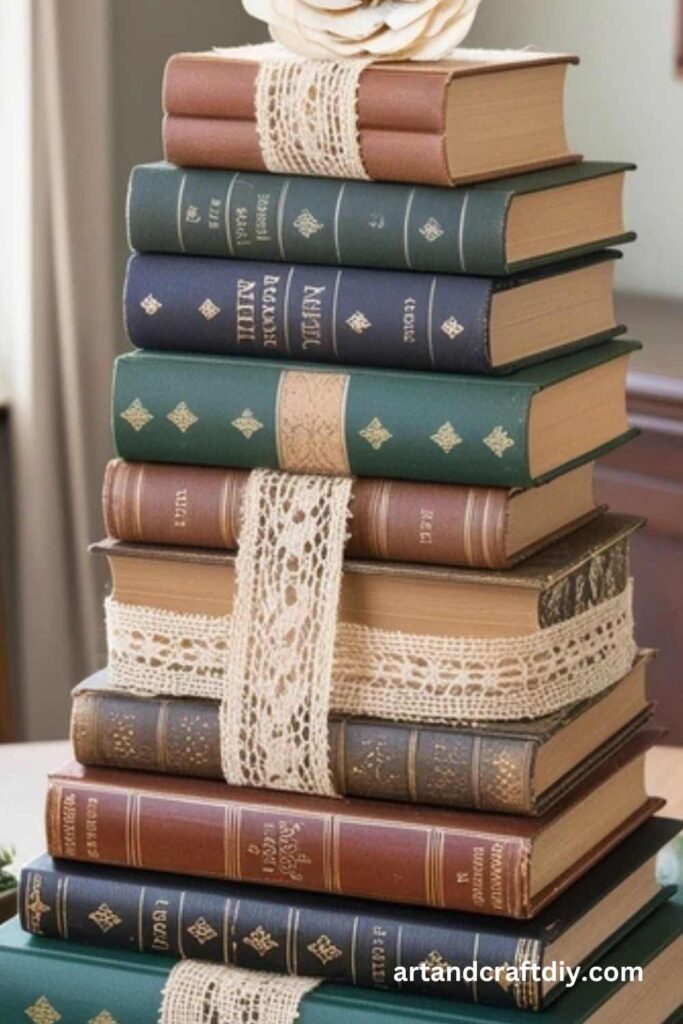 Vintage Book Stack Centerpiece