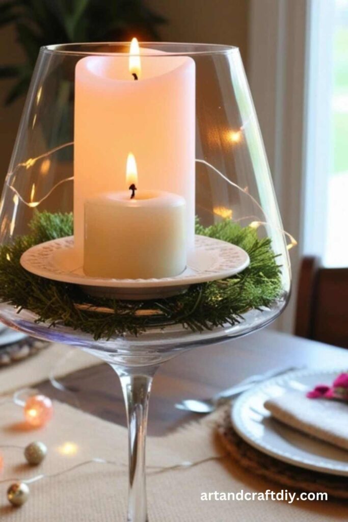 Wine Glass Candle Holder Centerpiece