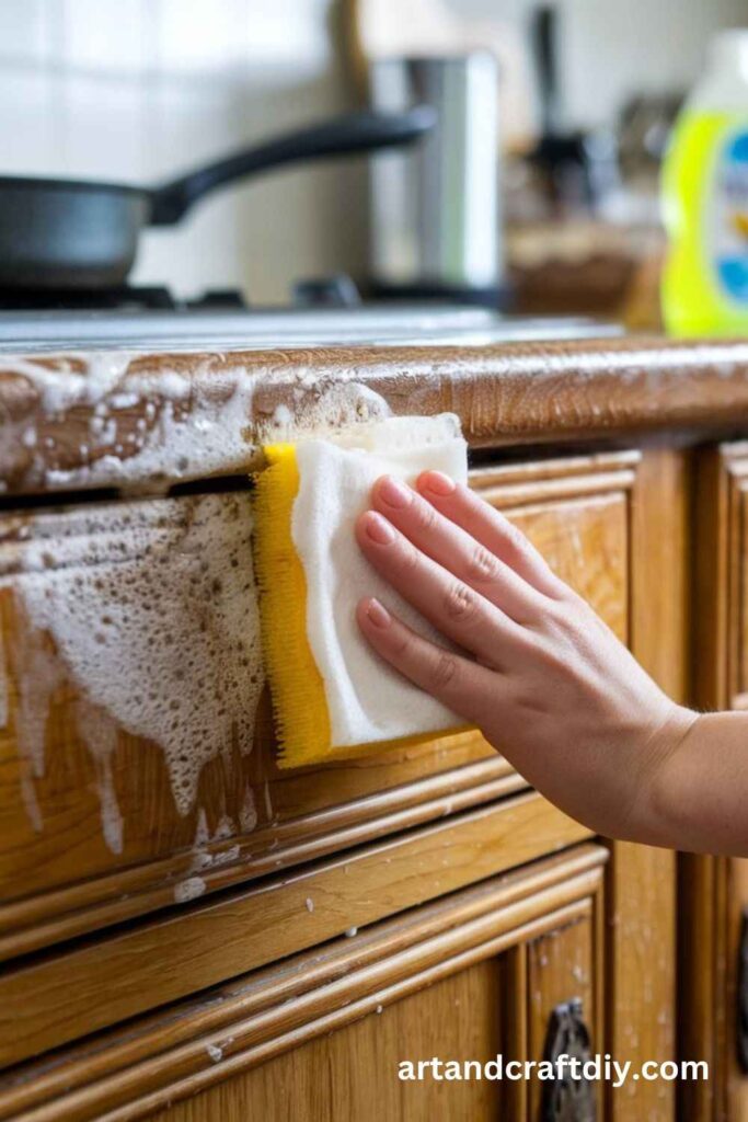 Clean Greasy Cabinets with Baking Soda and Dish Soap