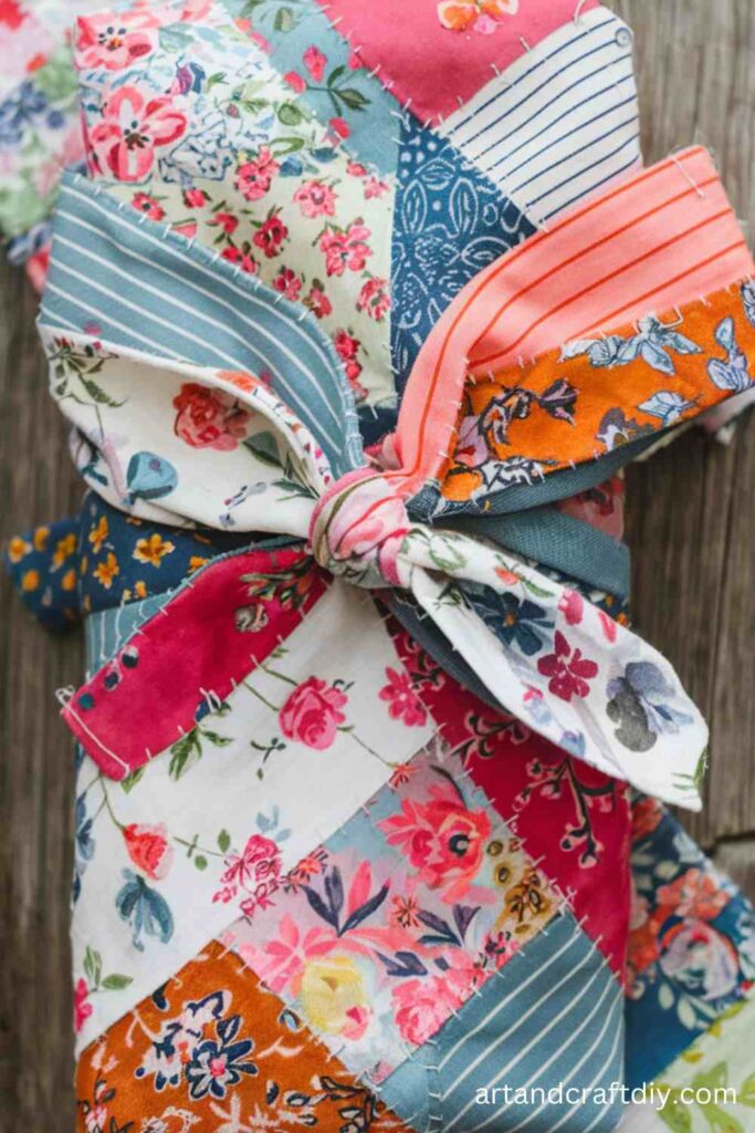 DIY Fabric Scraps Patchwork Wrapping