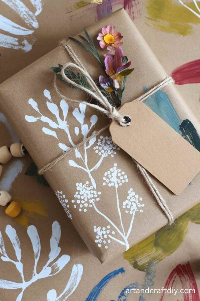 DIY Painted Brown Paper Wrapping