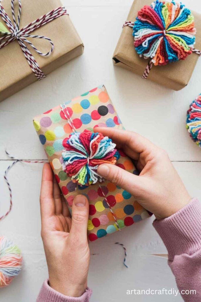DIY Pom-Pom Gift Wrapping