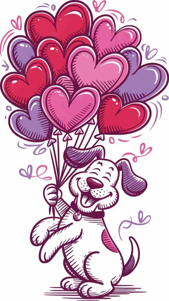 Dog and Heart Balloons